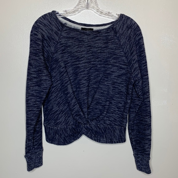 J. Crew Sweaters - J Crew Sweatshirt Sweater Heathered Blue Twist Front Balletcore H4874 XXS